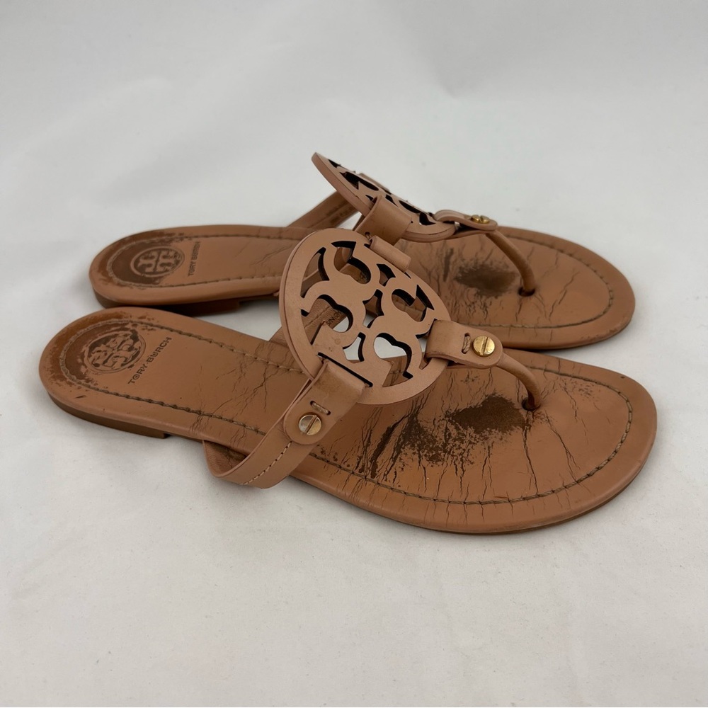 Tory Burch Tan Miller Logo Thong Sandals - Picture 4 of 8